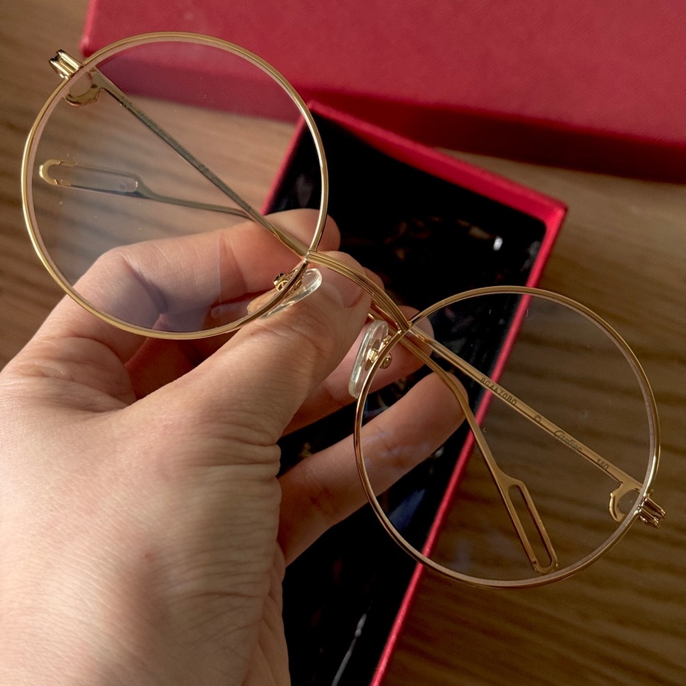 Cartier Gold Round Frame Glasses with case and box